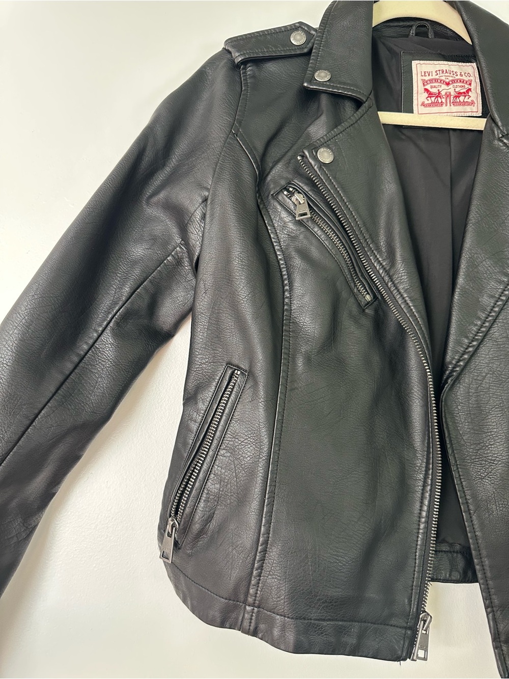 Levi’s black leather jacket